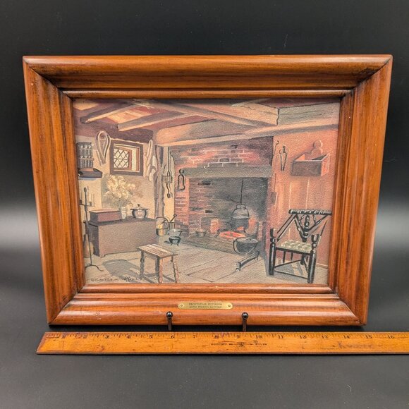 Pair of Vintage Rustic Framed Ruth Perkins Safford "Provincial Interiors" Prints - Picture 8 of 8